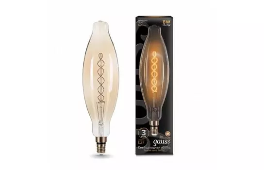 Светильник Gauss Лампа Vintage Filament Flexible LED BT120 8W E27 620lm 2400K