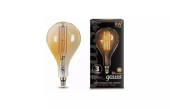 Светильник Gauss Лампа Vintage Filament LED A160 8W E27 780lm 2400K
