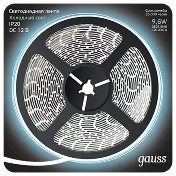 Светильник Gauss Лента LED 2835/120-SMD 9.6W 12V 6500K 5 м