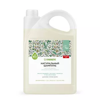 Synergetic Натуральный бессульфатный шампунь Интенсивное увлажнение и блеск 3.5 л