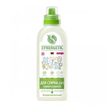 Synergetic Универсальный гипоаллергенный гель-концентрат для стирки с эффектом пятновыводителя 0,75 л