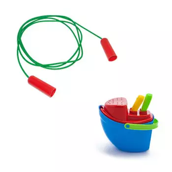 Тебе-Игрушка Набор пляжный: Песочный набор Пароходик + Скакалка спортивная