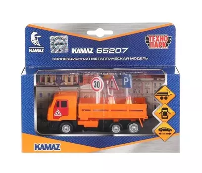 Технопарк Инерционная машина Камаз с дорожными знаками