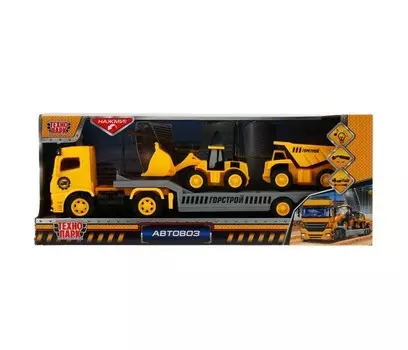 Технопарк Инерционная машина Тягач автовоз: стройка со светом и звуком