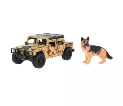 Технопарк Машина Hummer h1 пикап с овчаркой 12 см