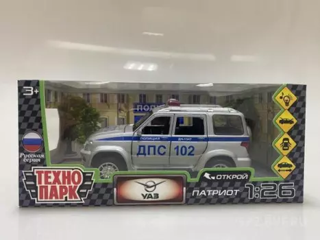 Технопарк Машина металл свет-звук Uaz Патриот Полиция 17,8 см