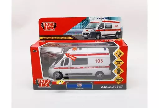 Технопарк Машина металлическая Fiat Ducato Скорая помощь 14 см
