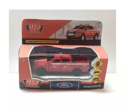Технопарк Машина металлическая Ford Ranger пикап пожарный 12 см