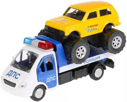 Технопарк Машина металлическая Газ Газель Эвакуатор и Лада 4х4