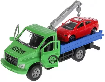 Технопарк Машина металлическая Газ Газон Next Эвакуатор и Hyundai Solaris