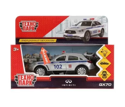 Технопарк Машина металлическая Infiniti QX70 Полиция свет звук
