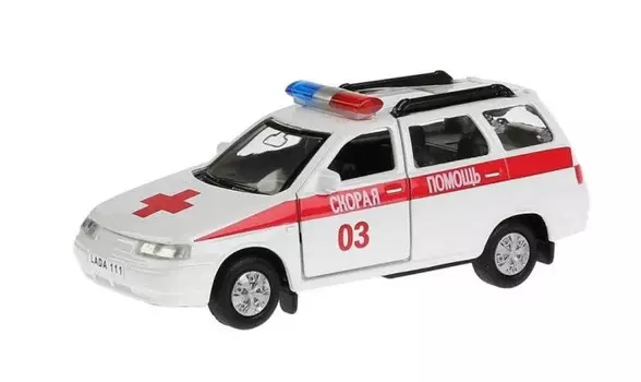 Технопарк Машина металлическая Lada 111 Скорая 12 см