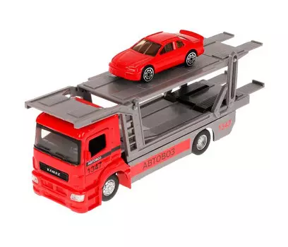 Технопарк Машина металлическая со светом и звуком Kamaz Автовоз 20 см