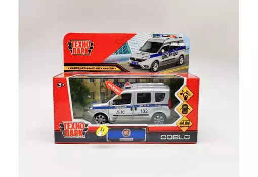 Технопарк Машина металлическая со светом и звуком Fiat Doblo Полиция 12 см