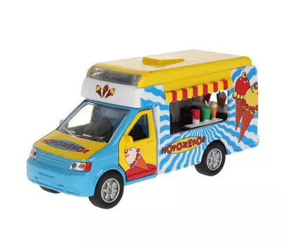 Технопарк Машина металлическая со светом и звуком Фургон Мороженое 14.5 см