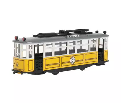 Технопарк Машина металлическая со светом и звуком Трамвай Ретро 17 см