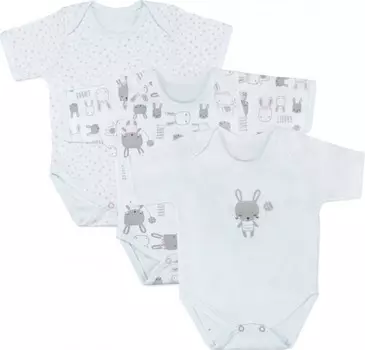 Топотушки Боди с запахом короткий рукав Три-О Звездный заяц 3 шт.