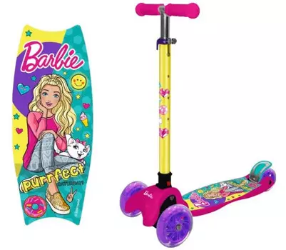 Трехколесный самокат 1 Toy Кикборд со светящимися колёсами Navigator Barbie
