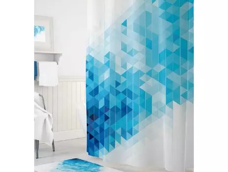 Tropikhome Шторы для ванн полиэстер Digital Printed Blue Squares 180х200 см