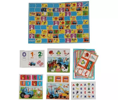 Умные игры IQ-подарочный набор 6в1 Синий трактор Азбука и счёт