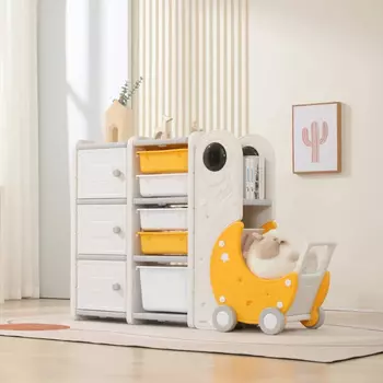 UNIX Kids Стеллаж для игрушек UNIX Kids Moon 8 (3 полки + 5 ящиков)