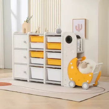 UNIX Kids Стеллаж для игрушек UNIX Kids Moon 13 (3 полки + 10 ящиков)