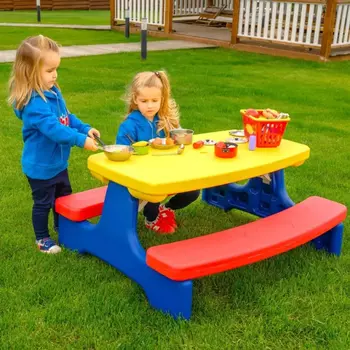 UNIX Kids Стол садовый с лавочками UNIX Kids Garden Yellow