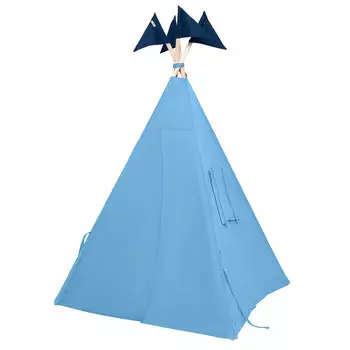 VamVigvam Большой вигвам из льна с окном и карманом + флажки 130x130