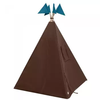 VamVigvam Вигвам из льна с контрастными шторками, с окном, карманом и флажками