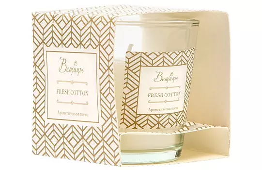 Вещицы Ароматическая свеча Fresh Cotton в стекле 7.5x7.5 см