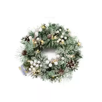 Веселый хоровод Венок рождественский 30 см с подсветкой 20 лампочек 112741