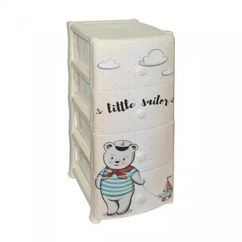 Violet Комод 4-х секционный с декором и ручками Хеппи Кидс