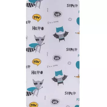 Вомбатик Простыня на резинке универсальная Супергерой 200х90х25 см
