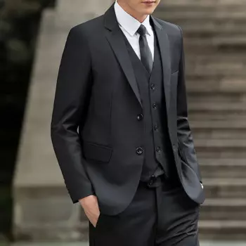 (029) Мужские костюмы приталенного кроя, деловой повседневный свадебный костюм в корейском стиле, костюм-тройка