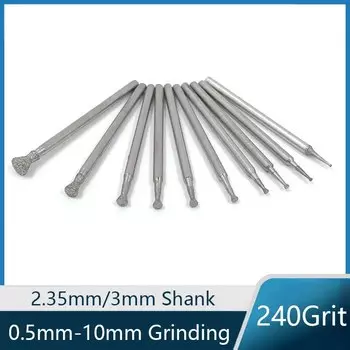 0,5/0,8/1/1.2/1.5/2/2. Алмазная шлифовальная головка с гальваническим покрытием, 5/3/4/5/6/8/10 мм, хвостовик 2,35/3 мм, сверла для Dremel