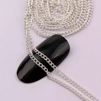 0.8~1 Meter Width 2mm Length 3D Japanese Silver Nail Metal Chain DIY Hollow Nail Chain Punk Style Nail Art Decoration