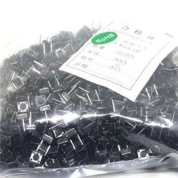 1000 шт./лот тактильный тактовый кнопочный переключатель через отверстие, 6x6x5 мм мгновенный DIP-переключатель, 2-контактный переключатель с микро самосбросом