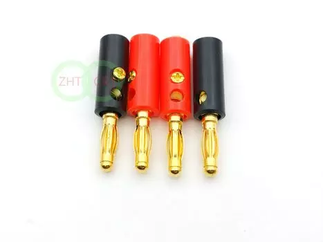 1000 шт. позолоченные 4 мм вилки типа «банан», черные и красные разъемы