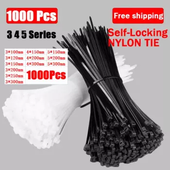 Пластиковые нейлоновые хомуты для кабельных стяжек белые 3*200 5*300 3*150 мм