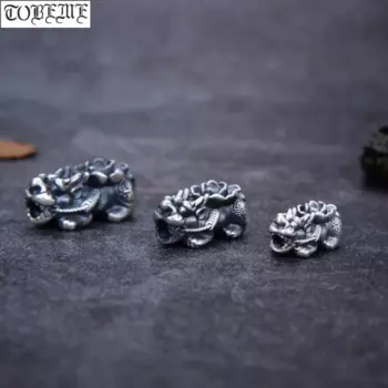 100% 3D 99, серебряные бусины Pixiu, винтажные серебряные бусины Fengshui Piyao, бусины на удачу, лотос Pixiu, браслет «сделай сам»