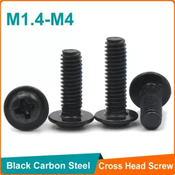 DUOJI черные крестовые болты из углеродистой стали M1.4 M2 M2.5 M3 M3.5 M4 M5