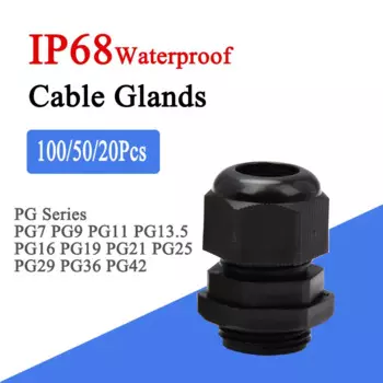 100/50/20 шт. IP68 Водонепроницаемый Кабельный сальник PG7 PG9 PG11 черное уплотнение PG13.5/16/19/21/25/29 PG36 PG42 нейлоновые пластиковые соединители