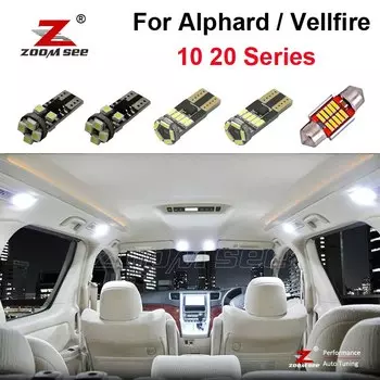 100% белый безошибочный светодиодный светильник внутренний купольный светильник для чтения на крыше для Toyota Alphard MK1 MK2 10 20 серии Vellfire (2003-2014)