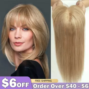 100% человеческие волосы Remy для женщин, медовая блондинка, человеческие волосы с челкой, плотность 150%, шелковая основа, зажим в топпе, 10/12/14 дюймов
