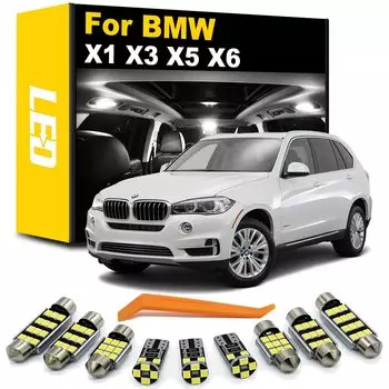 100% идеальный белый без ошибок Canbus Светодиодная Лампочка внутренняя карта купольный светильник комплект для BMW X1 E84 X3 E83 F25 X5 E53 E70 X6 E71 (00-15)