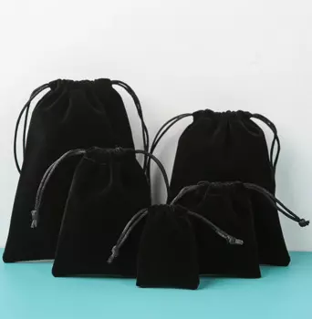 100 искусственные бархатные мешочки на шнурке, сумка для упаковки ювелирных изделий, черная Подарочная коробка, персонализированная сумка
