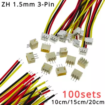 100 комплектов ZH 1,5 мм 3-контактный разъем JST с проводом 10 см/15 см/20 см