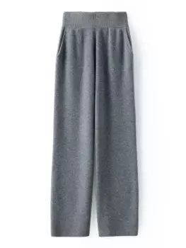 100% мериносовая шерсть вязаные брюки для женщин Осень Зима теплые широкие брюки однотонные с карманами простые брюки с высокой талией