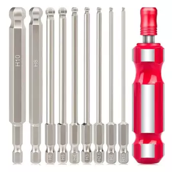 100 мм Метрическая шаровая Головка Шестигранная отвертка с держателем 1/4 дюйма Магнитный шаровой конец шестигранный ключ сверло
