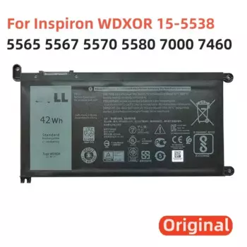 100% Оригинальный аккумулятор 3680 мАч для ноутбука DELL Inspiron WDXOR 15-5538 5565 5567 5570 5580 7000 7460 7560 7570 7572 7579